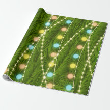 Papel de embalaje de las luces del árbol de