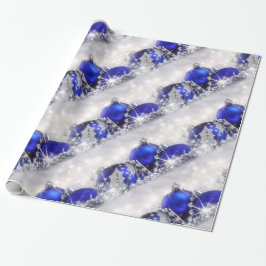 Papel de embalaje de plata y azul del navidad