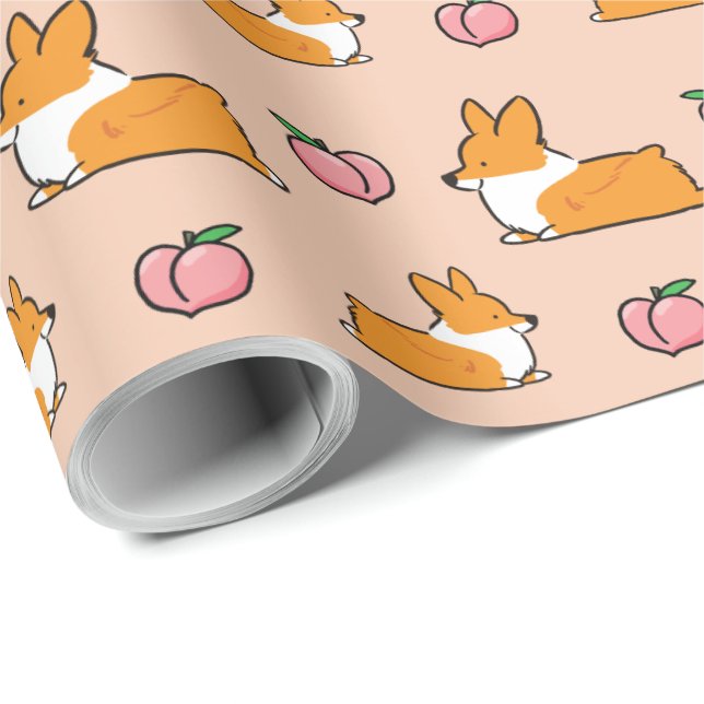 Papel de embalaje de Sploot del Corgi el | (Esquina del rollo)