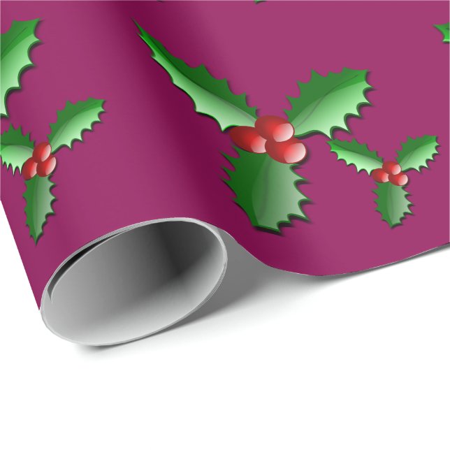 Papel de embalaje del acebo del día de fiesta (Esquina del rollo)