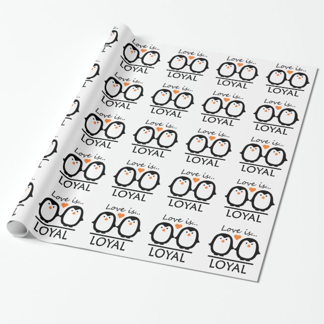 Papel de embalaje del amor del pingüino (Desenrollado)