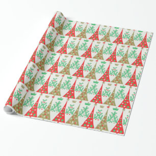 papel de embalaje del árbol de navidad del dibujo