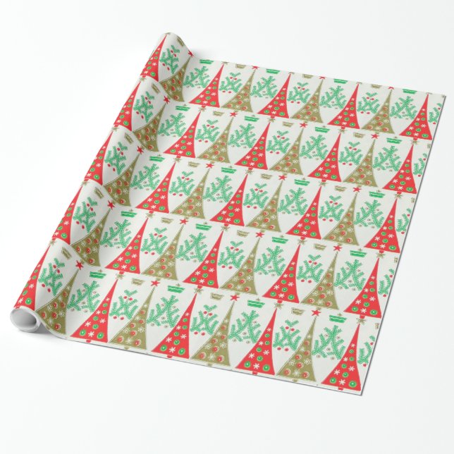papel de embalaje del árbol de navidad del dibujo (Desenrollado)