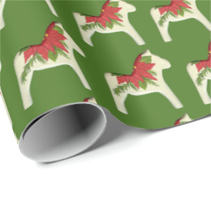 Papel de embalaje del caballo de Dala del navidad