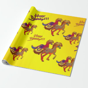 Papel de embalaje del caballo del cumpleaños