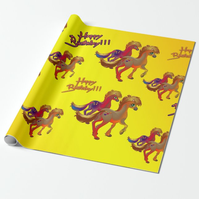 Papel de embalaje del caballo del cumpleaños (Desenrollado)