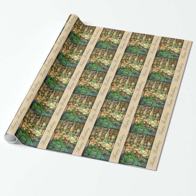 Papel de embalaje del cumpleaños del vitral (Desenrollado)