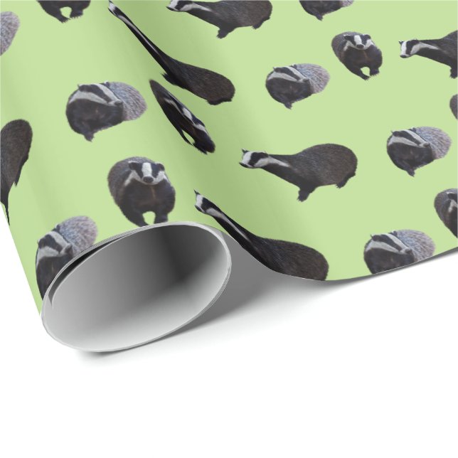 Papel de embalaje del frenesí del tejón (verde (Esquina del rollo)