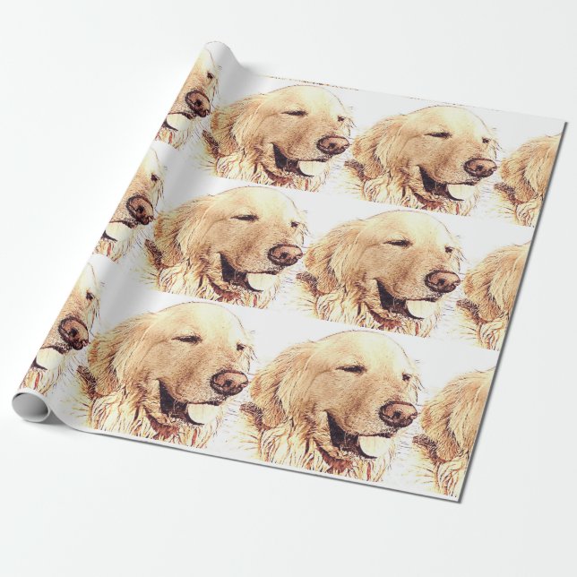 Papel de embalaje del golden retriever (Desenrollado)