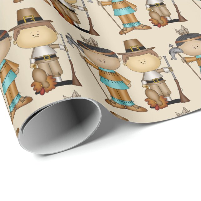 Papel de embalaje del indio y del peregrino de la (Esquina del rollo)