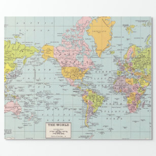 Papel de embalaje del mapa del mundo