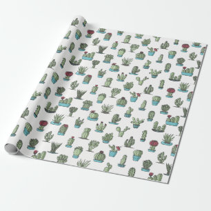 Papel de embalaje del modelo de los cactus y de