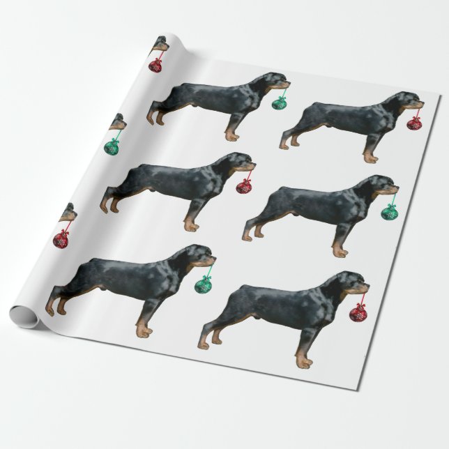 Papel de embalaje del navidad de Rottweiler (Desenrollado)