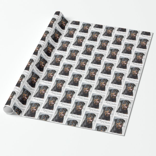 Papel de embalaje del navidad de Rottweiler (Desenrollado)
