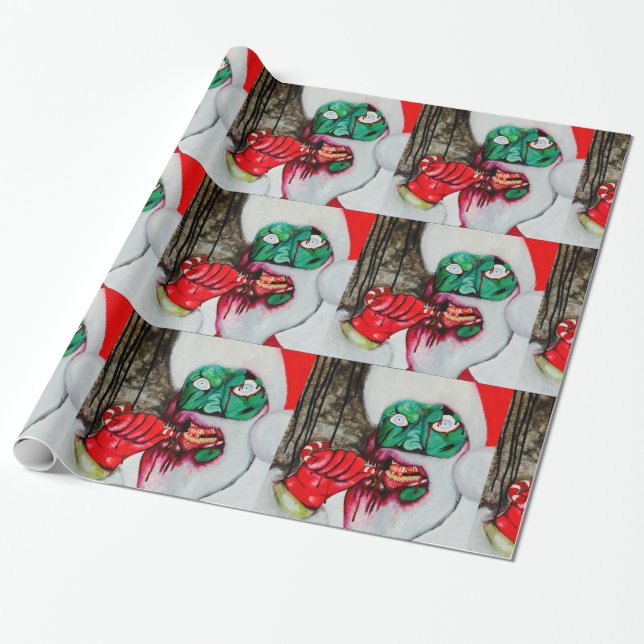 Papel de embalaje del navidad de Santa del zombi (Desenrollado)