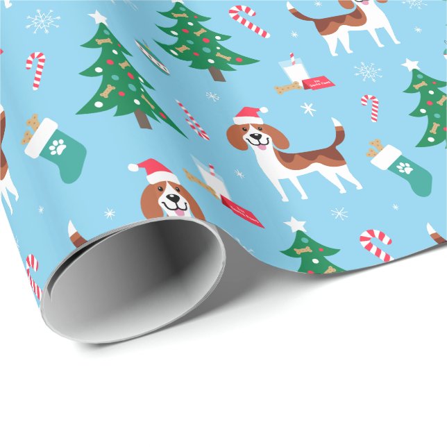 Papel de embalaje del navidad del beagle (Esquina del rollo)