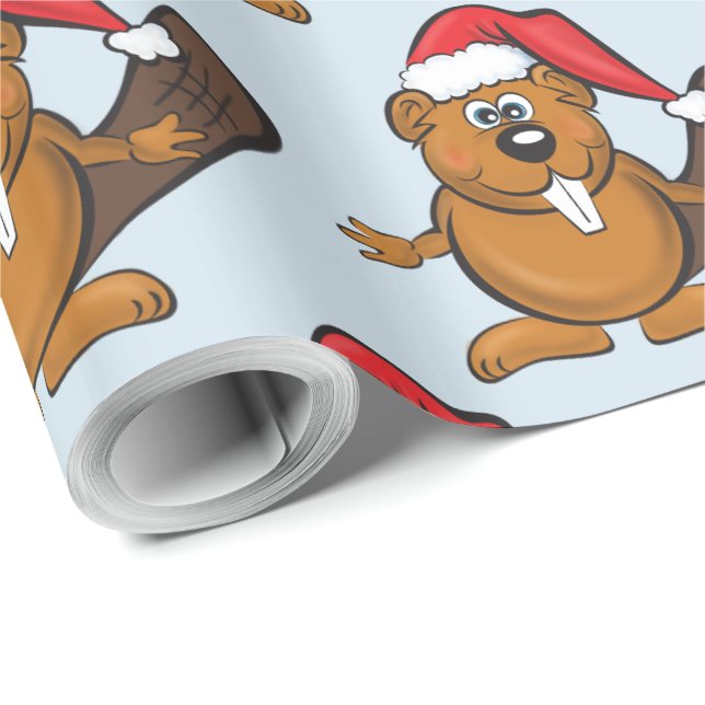 Papel de embalaje del navidad del castor (Esquina del rollo)
