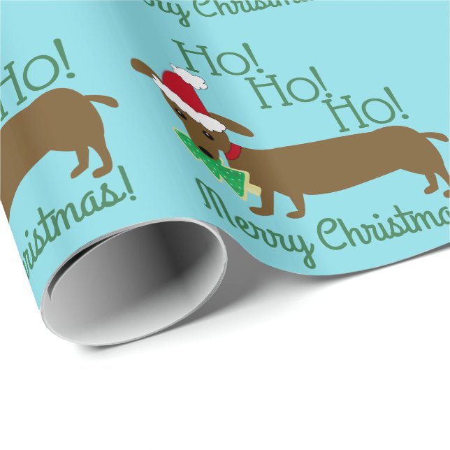 Papel de embalaje del navidad del Dachshund (Esquina del rollo)
