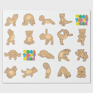 Papel de embalaje del oso de peluche de la yoga