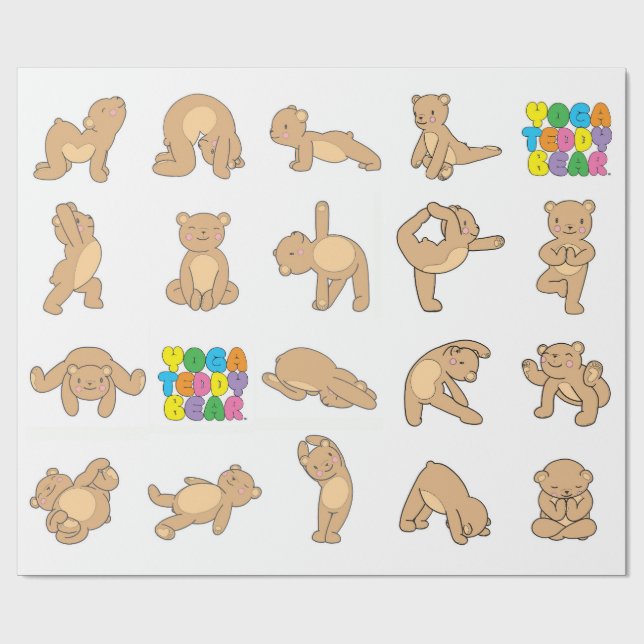 Papel de embalaje del oso de peluche de la yoga (Superficie plana)