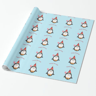Papel de embalaje del pingüino del feliz