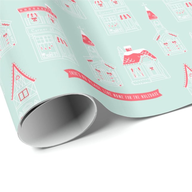 Papel de embalaje del pueblo del navidad de las (Esquina del rollo)