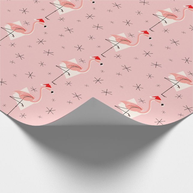 Papel de embalaje del rosa de Santa del flamenco (Esquina)