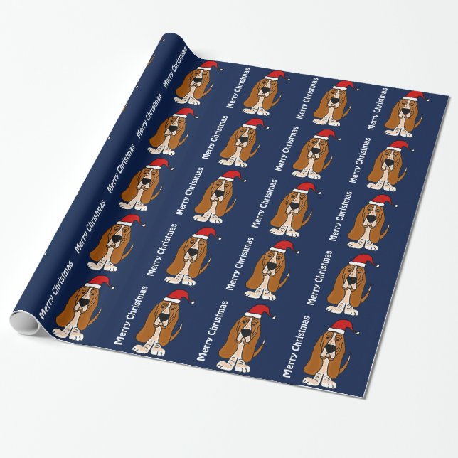 Papel de embalaje divertido del navidad de Basset (Desenrollado)