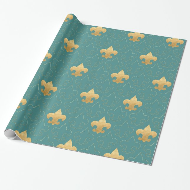 Papel de embalaje elegante de la flor de lis del (Desenrollado)