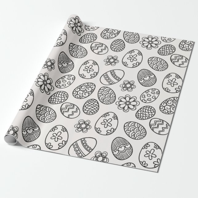 Papel de embalaje elegante del estampado de flores (Desenrollado)