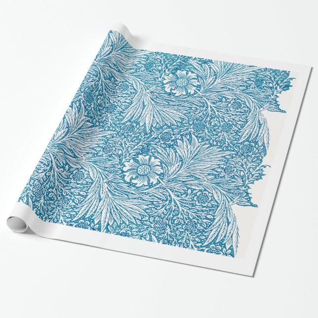 Papel de embalaje FLORAL AZUL del MODELO de (Desenrollado)