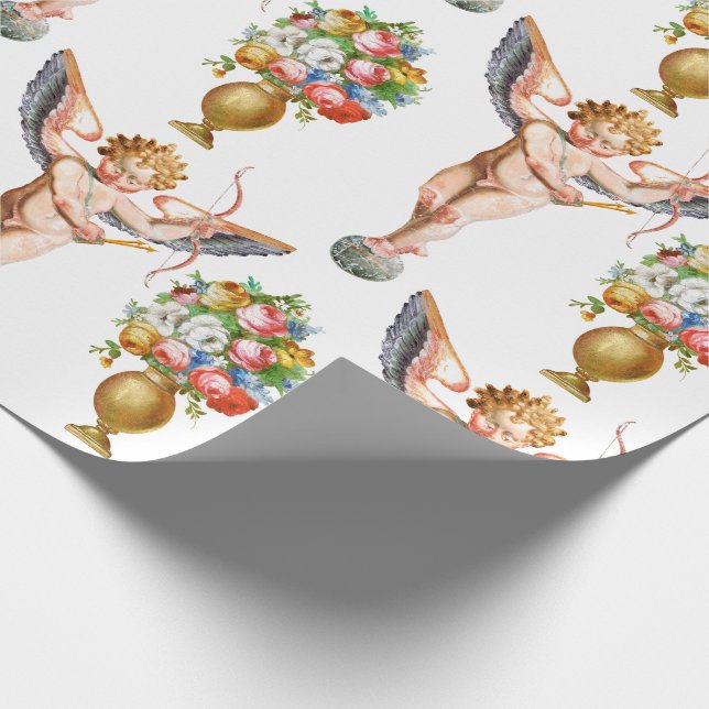 Papel de embalaje floral del Cupid (Esquina)