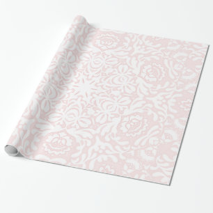 Papel de embalaje floral rosado del cordón