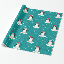 Papel de embalaje flotante del pingüino de Santa