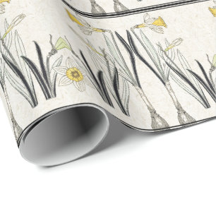 Papel de embalaje francés de la flor del narciso