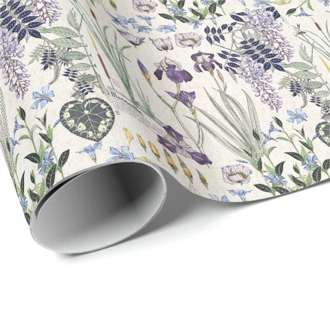 Papel de embalaje francés de las flores del (Esquina del rollo)
