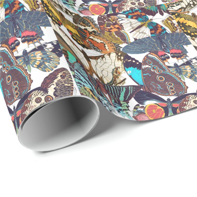 Papel de embalaje francés de las mariposas de (Esquina del rollo)