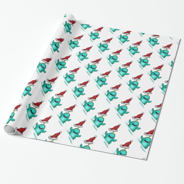 Papel de embalaje, gorra de Norwhal Santa (Desenrollado)
