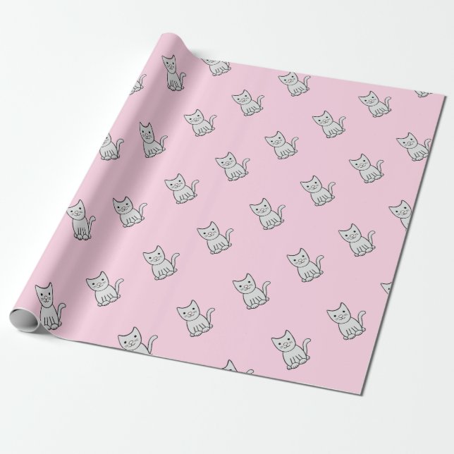 Papel de embalaje gris de los gatos del gatito (Desenrollado)