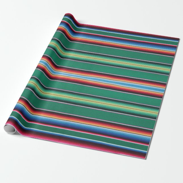 Papel de embalaje, impresión del serape, verde (Desenrollado)