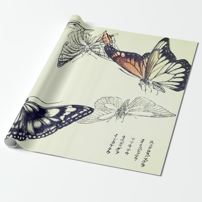 Papel de embalaje JAPONÉS de la MARIPOSA de la (Desenrollado)