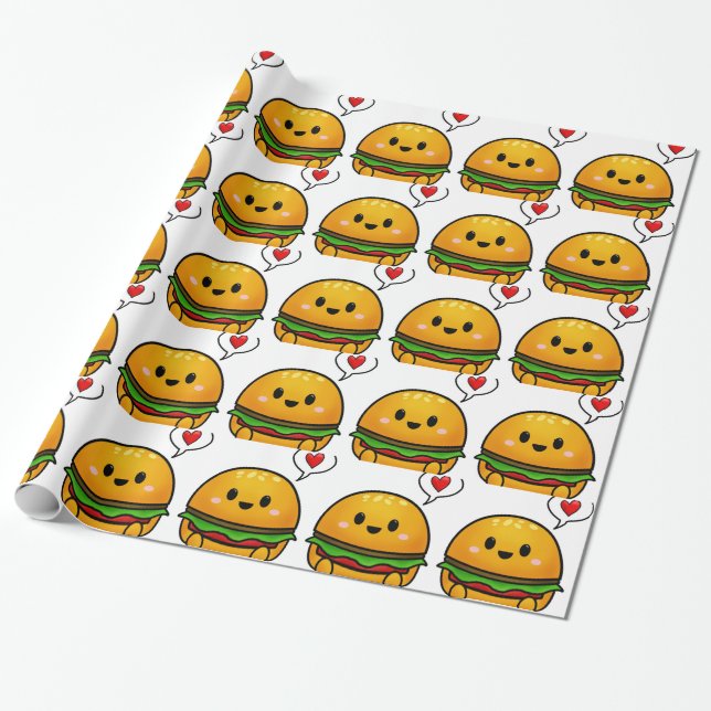 Papel de embalaje lindo de la hamburguesa (Desenrollado)