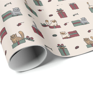 Papel de embalaje lindo del día de fiesta del gato