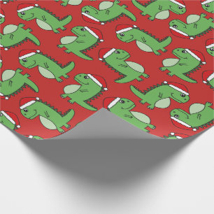 Papel de embalaje lindo del dinosaurio del navidad