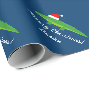 Papel de embalaje lindo del navidad del cocodrilo