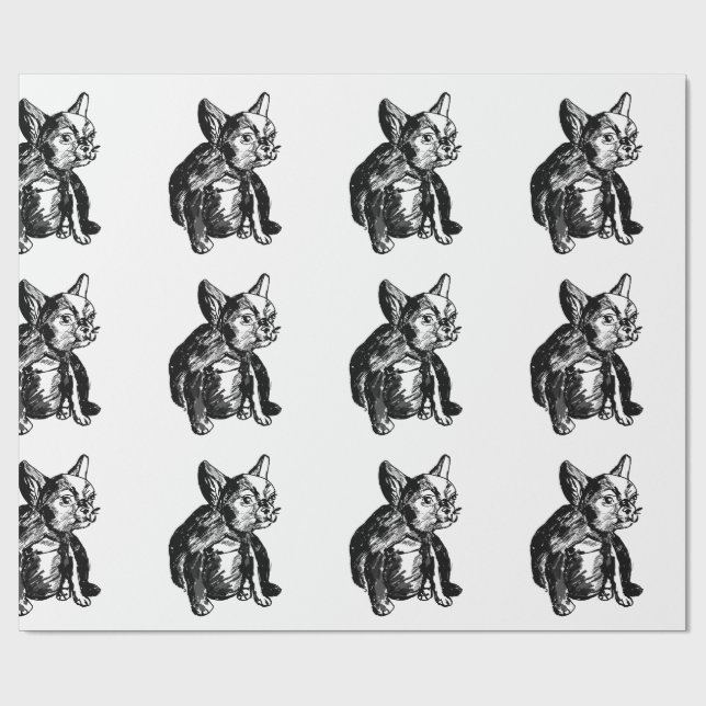 Papel de embalaje mate del bulldog francés del (Superficie plana)