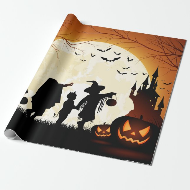 Papel de embalaje mate temático de Halloween (Desenrollado)