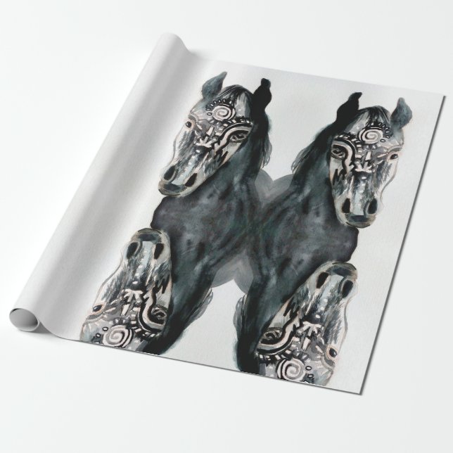 Papel de embalaje negro del caballo (Desenrollado)