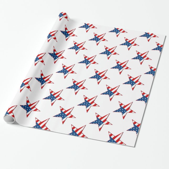 Papel de embalaje patriótico blanco y azul rojo de (Desenrollado)
