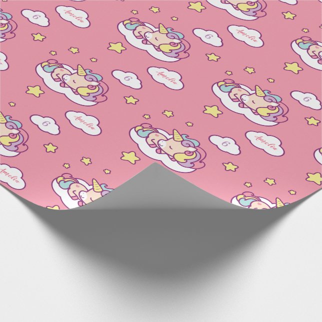 Papel de embalaje personalizado unicornio (nombre (Esquina)